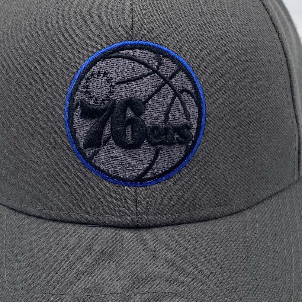 Philadelphia 76ers Hat 47 Brand MVP Gray Strapback Adjustable Black Cleaned - Picture 3 of 11